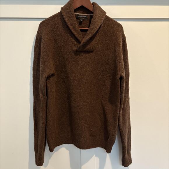 Banana Republic Sweater Mens Small Brown Shawl Collar Eco Pullover Textured Knit - Picture 1 of 10